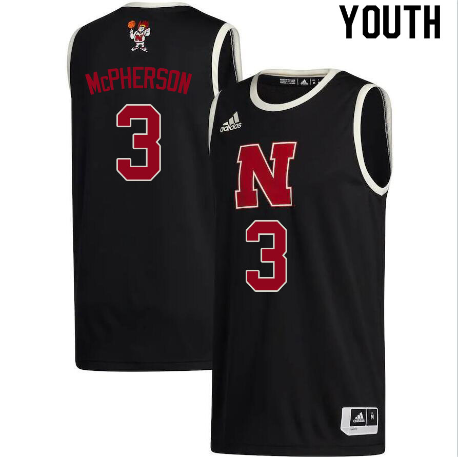 Youth #3 Quaran McPherson Nebraska Cornhuskers College Basketball Jerseys Sale-Black - Click Image to Close